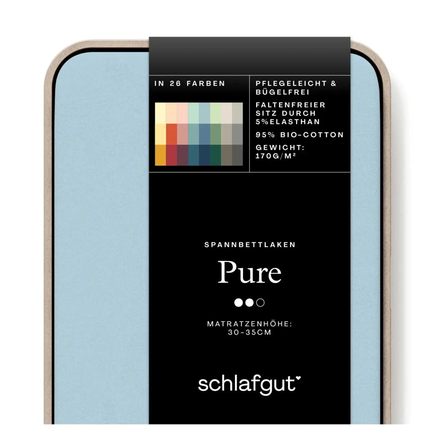 Schlafgut Spannbetttuch Pure 120x200-130x220 cm Blue Light
