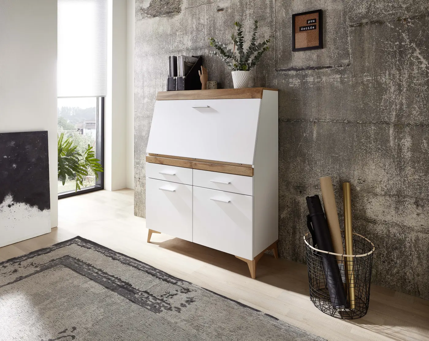 Innostyle Kommode/Sekretär Secret weiß, braun, Eiche, Holz Innostyle Sekretär Secret weiß, braun, Eiche, Holz
