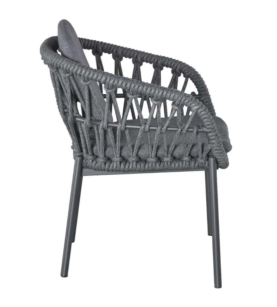 LC Garden Armlehnstuhl Bari Dunkelgrau/Anthrazit ca. 63x64x78,5 cm LC Garden Armlehnstuhl 249814 Bari ca. 63x64x78,5 cm Aluminiumgestell Anthrazit Kordel dunkelgrau
