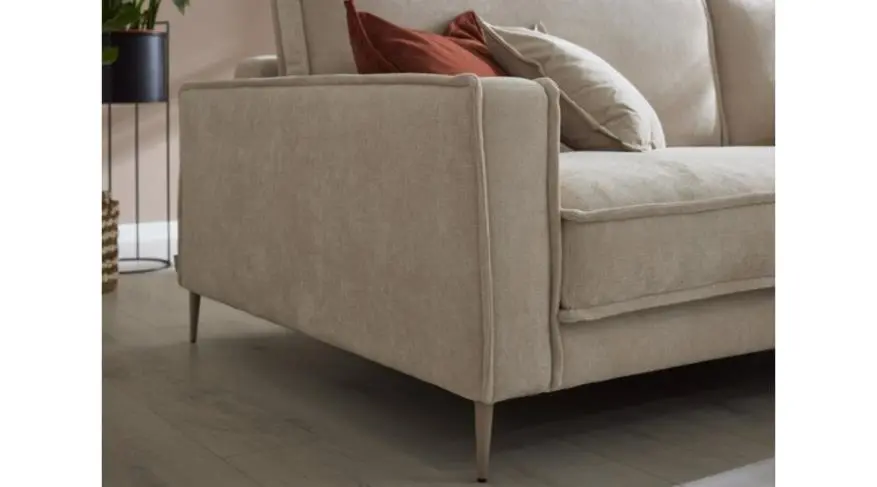 Roomio No. 4102 Garnitur Roma Nature Metallfuß Toffee 272x190 cm Longchair rechts