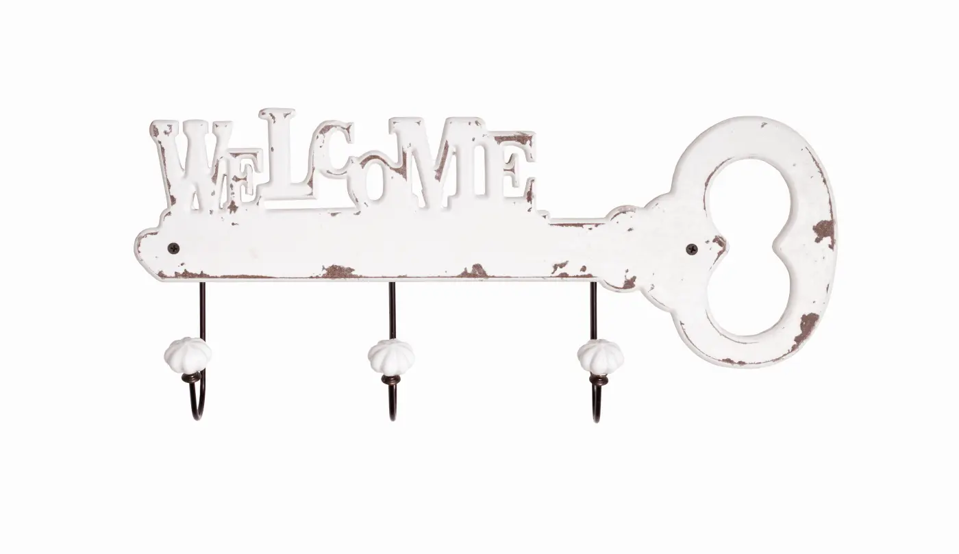 HAKU Garderobenleiste Welcome 22 weiß gewischt