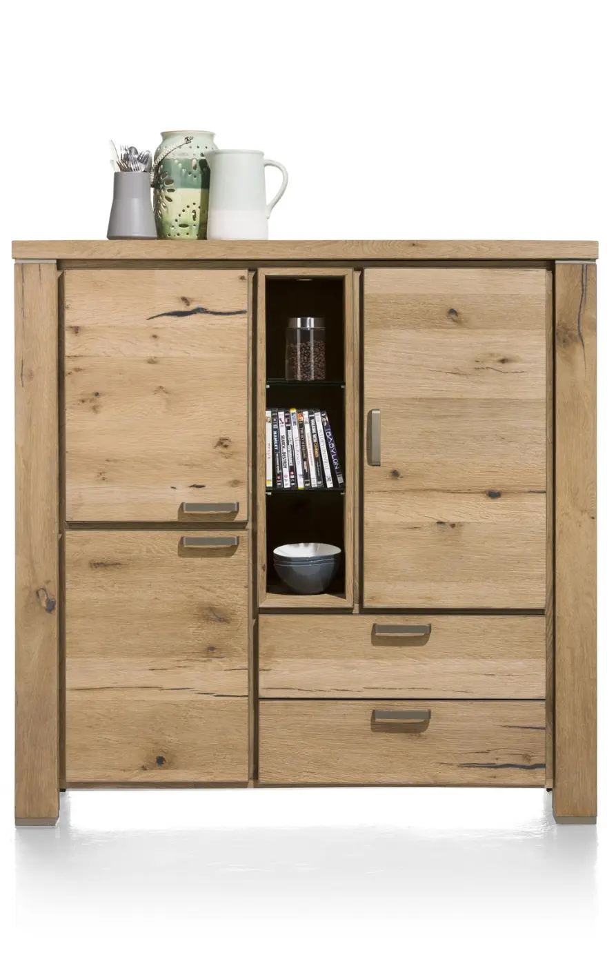 Habufa Highboard Canova 39591RWB, Eiche Railway braun furniert, Griff: silber, ca.140x140x45 cm