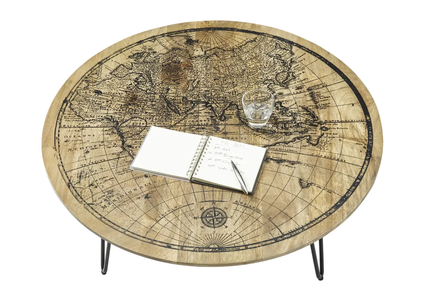 Couchtisch Mango Wood/Aufdruck Weltkarte BHT ca.  90x 45x90 cm