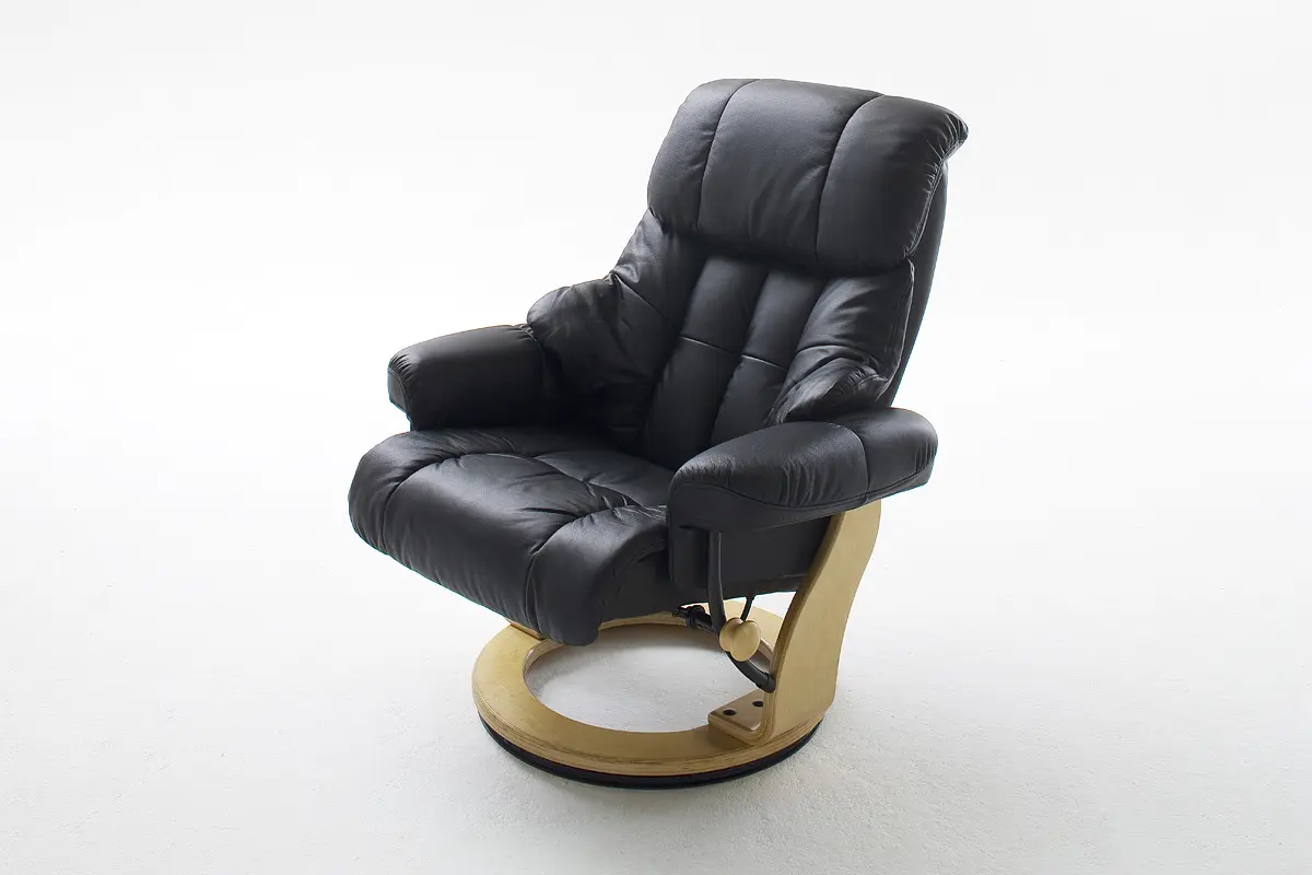 MCA Relaxsessel Calgary Leder Schwarz inkl. Hocker  ca.90x104x91 cm