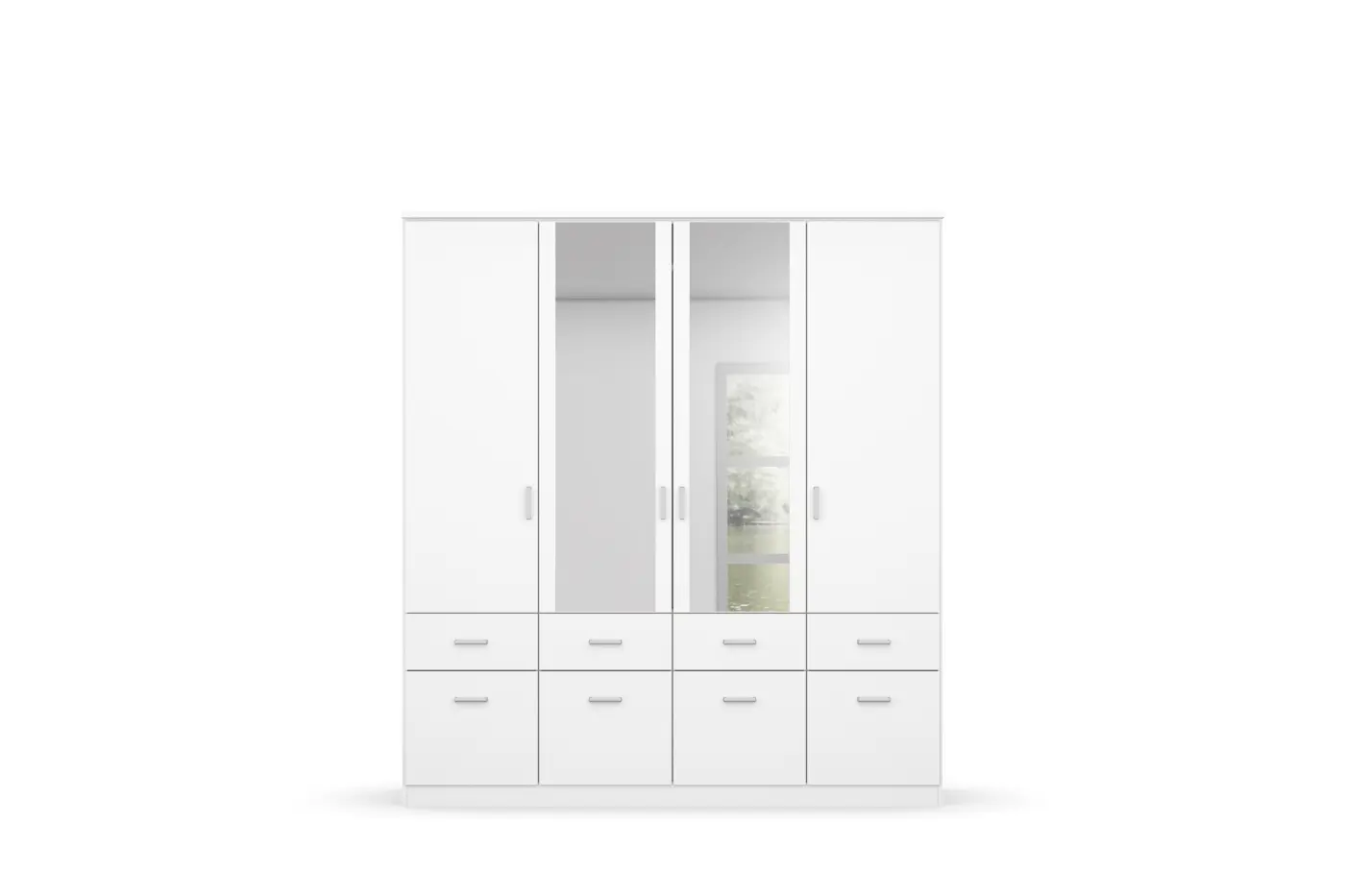 Rauch Kleiderschrank Bremen Alpinweiß 4-türig und 8 Schubkästen ca. 181x199x56 cm