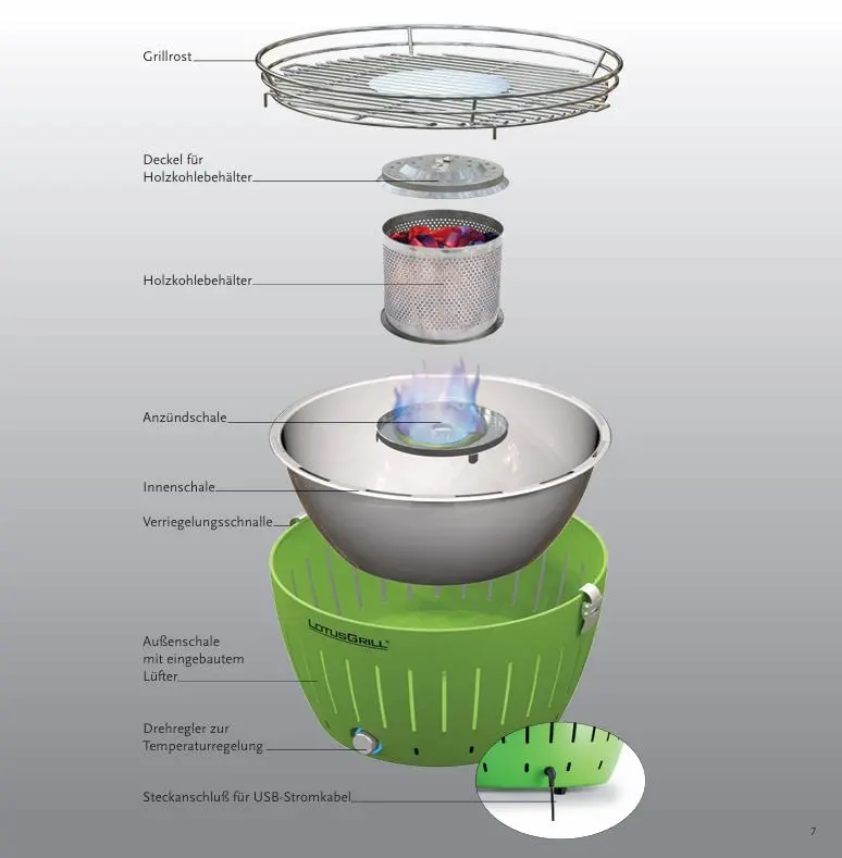 LotusGrill Tischgrill Classic GSS34P Edelstahl Holzkohle