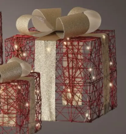 Kaemingk Micro LED Geschenkschachtel rot 20x20x25 cm