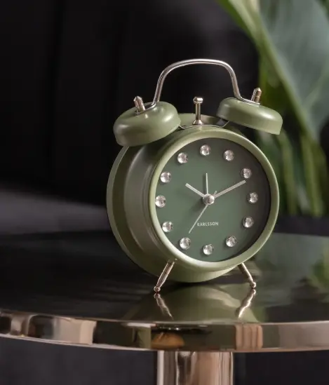 Karlsson Alarm Clock Glam Diamonds Jungle Green 11,8x17 cm