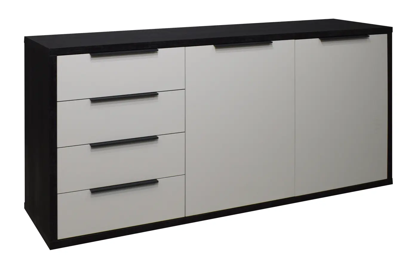 Mäusbacher Kommode flamed wood black / kreidegrau matt lack