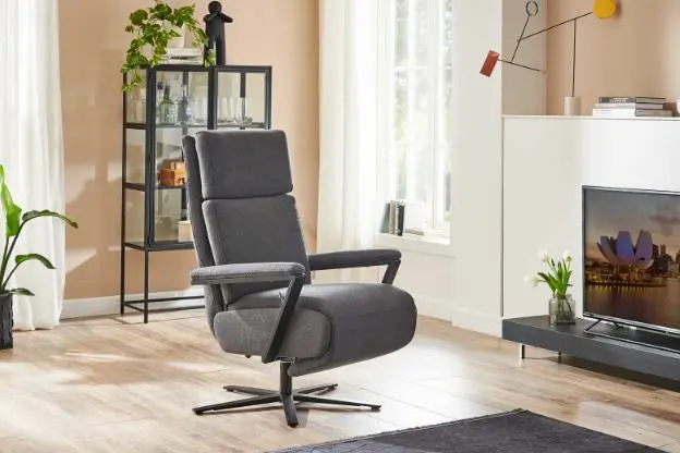 Steinpol Polsteria Drehsessel Orthosedis 4.0 Lounge Bezug: Sofia clean anthrazit, Sternfuß schwarz matt lackiert, manuelle Funktion mit Gasdruck