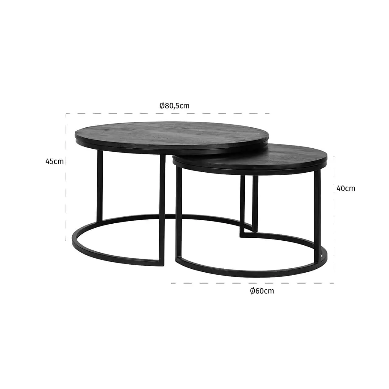 Richmond Interiors Coffee table Catana set of 2  (Black)