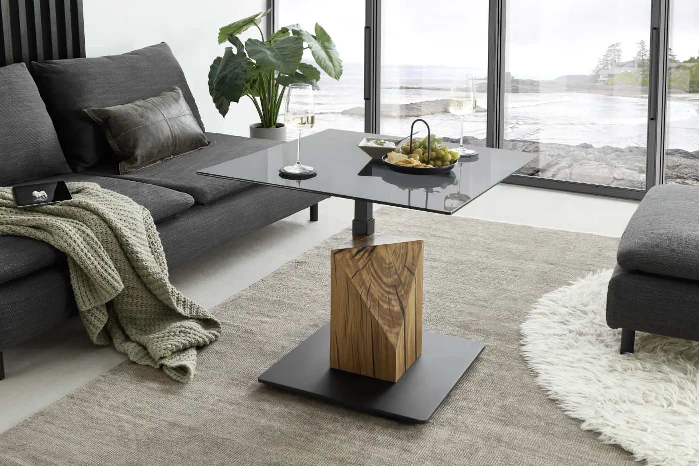 ABP Couchtisch Balsta Eiche massiv mit Lift ca. 70x45x70 cm