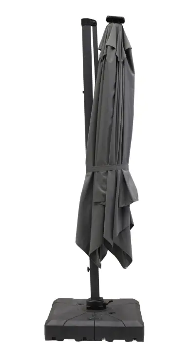 LC Garden Ampelschirm-Set Anthrazit 300x300 cm mit LED-Solar-Beleuchtung, inkl. Schutzhülle und Fuß