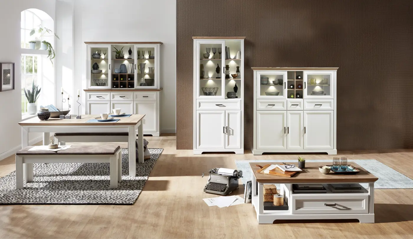 Innostyle Buffet-Aufsatz Jasmin 1LG9UH23, Pinie hell MDF/Artisan Eiche Nachbildung, BxHxT ca.166x103x42 cm, inkl. LED Beleuchtung