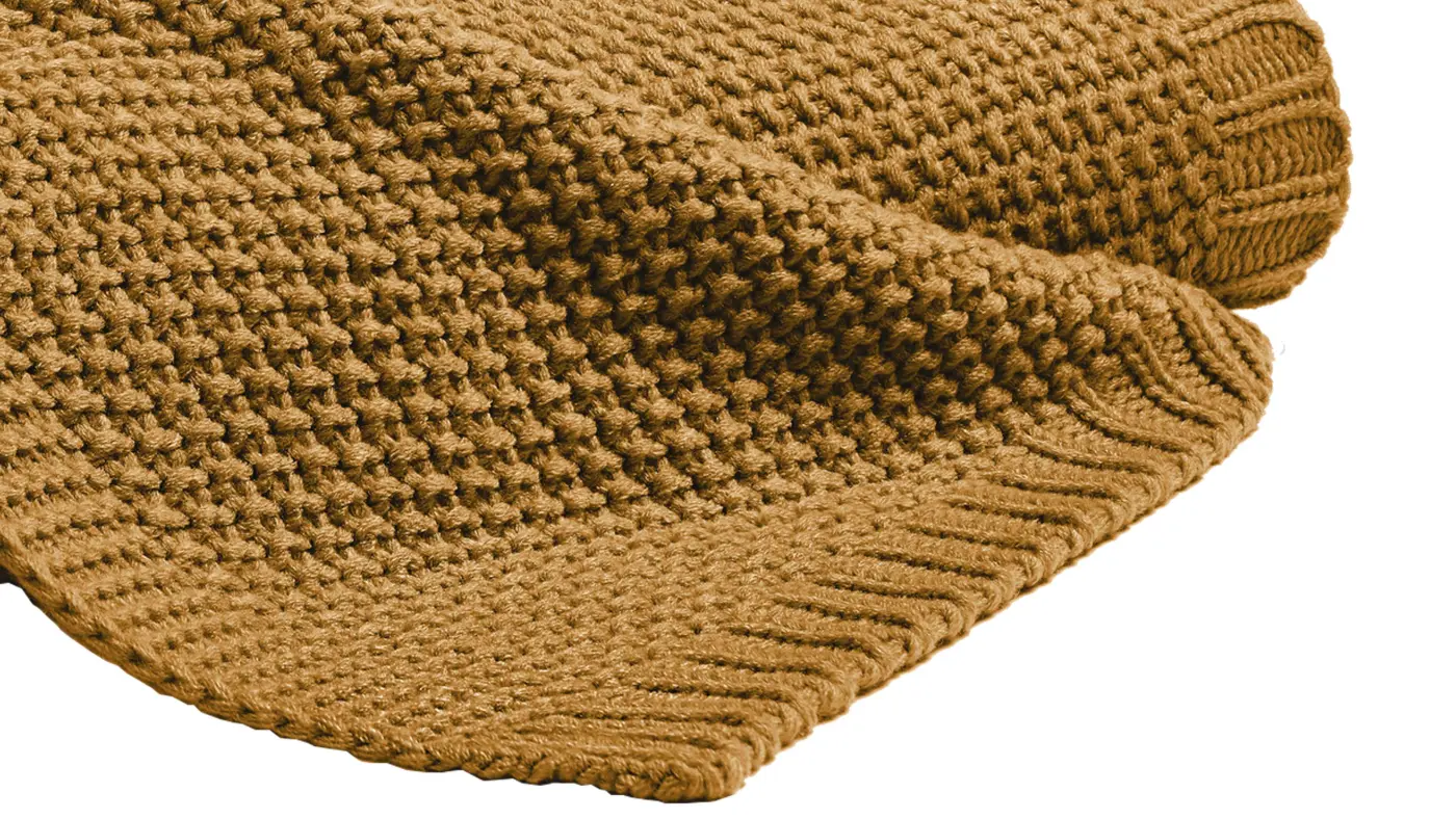 Hahn Strickdecke ca. 130x170 cm Senf