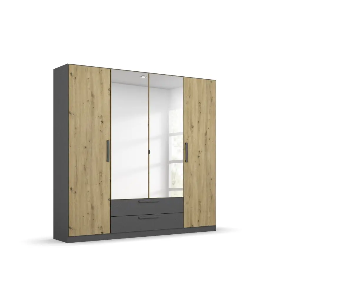 Rauch Drehtürenschrank Style-up Eiche grau metallic  ca. 181x197x54 cm