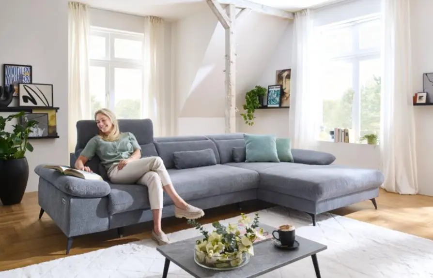 Iwaniccy Polstergarnitur Exit, Bezug grau, inkl. Sitztiefen-, Armteil- und Kopfteilverstellung, ca.314x198 cm