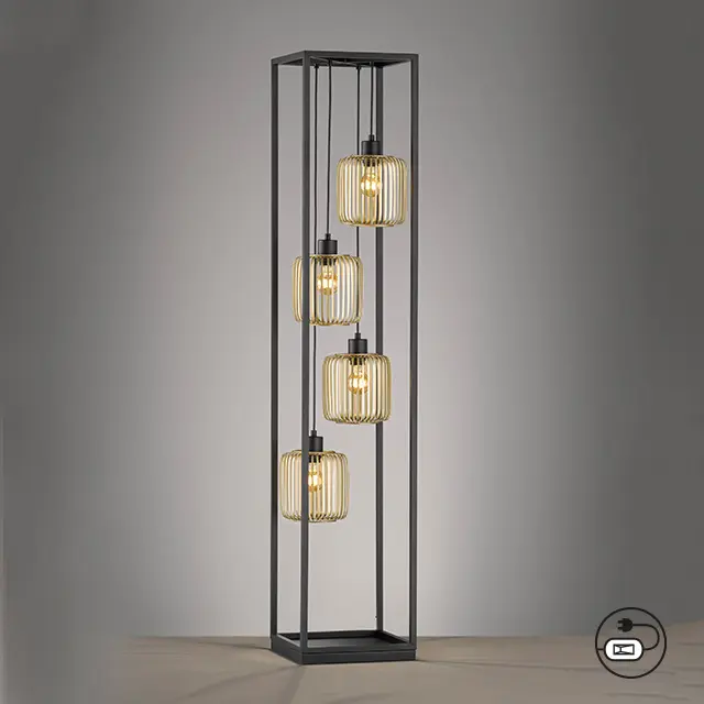 F&H Stehleuchte, 40418 Sandschwarz, Goldfarben