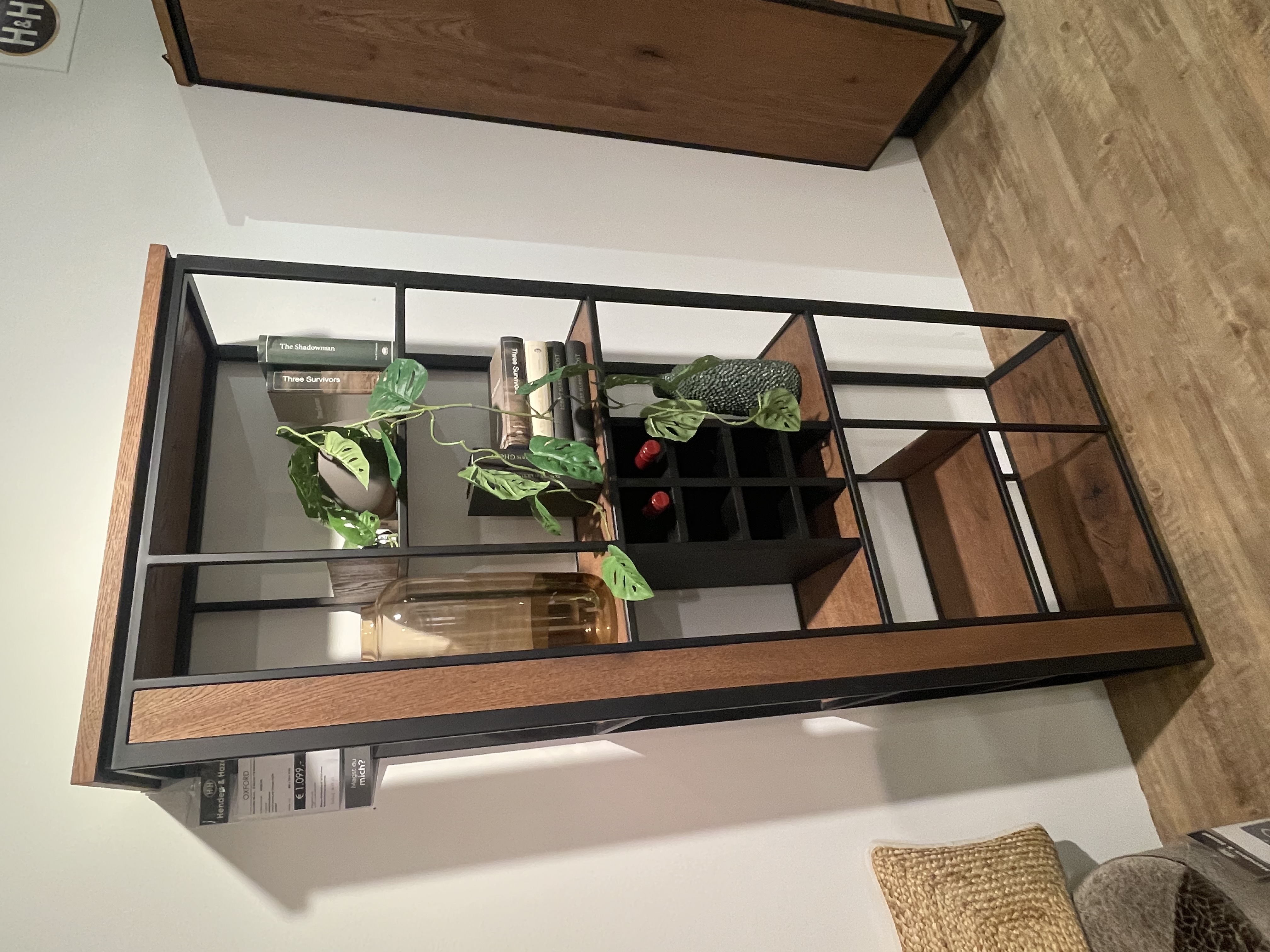 Roomdivider Oxford Wildeiche Natur Furniert Vintage Akzent Metall schwarz ca. 190x80x30 cm