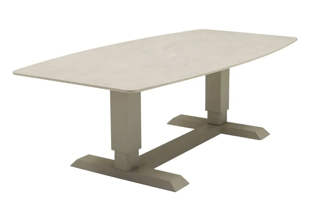 LC Garden Tisch Terrano Bootsform Höhenverstellbar Beige ca. 180x90x51-68 cm