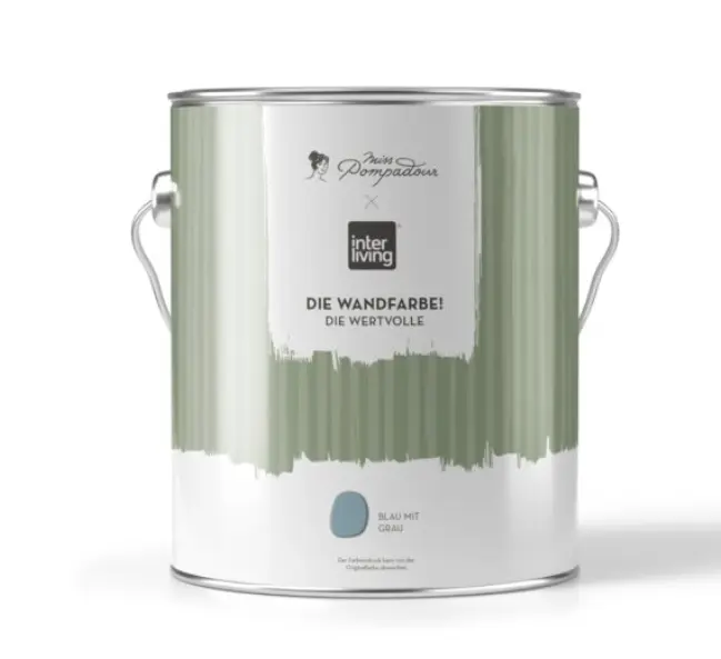MissPompadour Wandfarbe Blau mit Grau 2,5 L