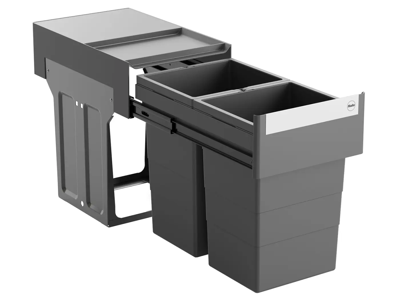 Hailo Abfallsammler AS Tandem 2x 13 Liter Anthrazit ca. 26,30 x40,10x43,70 cm
