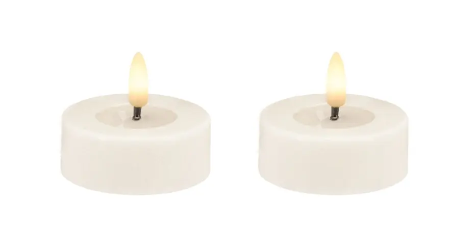LC Wholesaler LED Teelichter 2-er Set Kunststoff Cream 6,8x3 cm