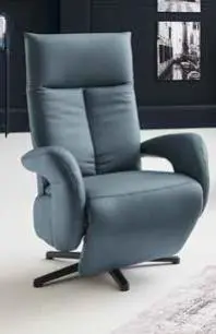 Steinpol Polsteria Relaxsessel Ergo Concept Style in Leder Punch greyblue, Sternfuß schwarz matt, manuelle Verstellung mit Gasdruck