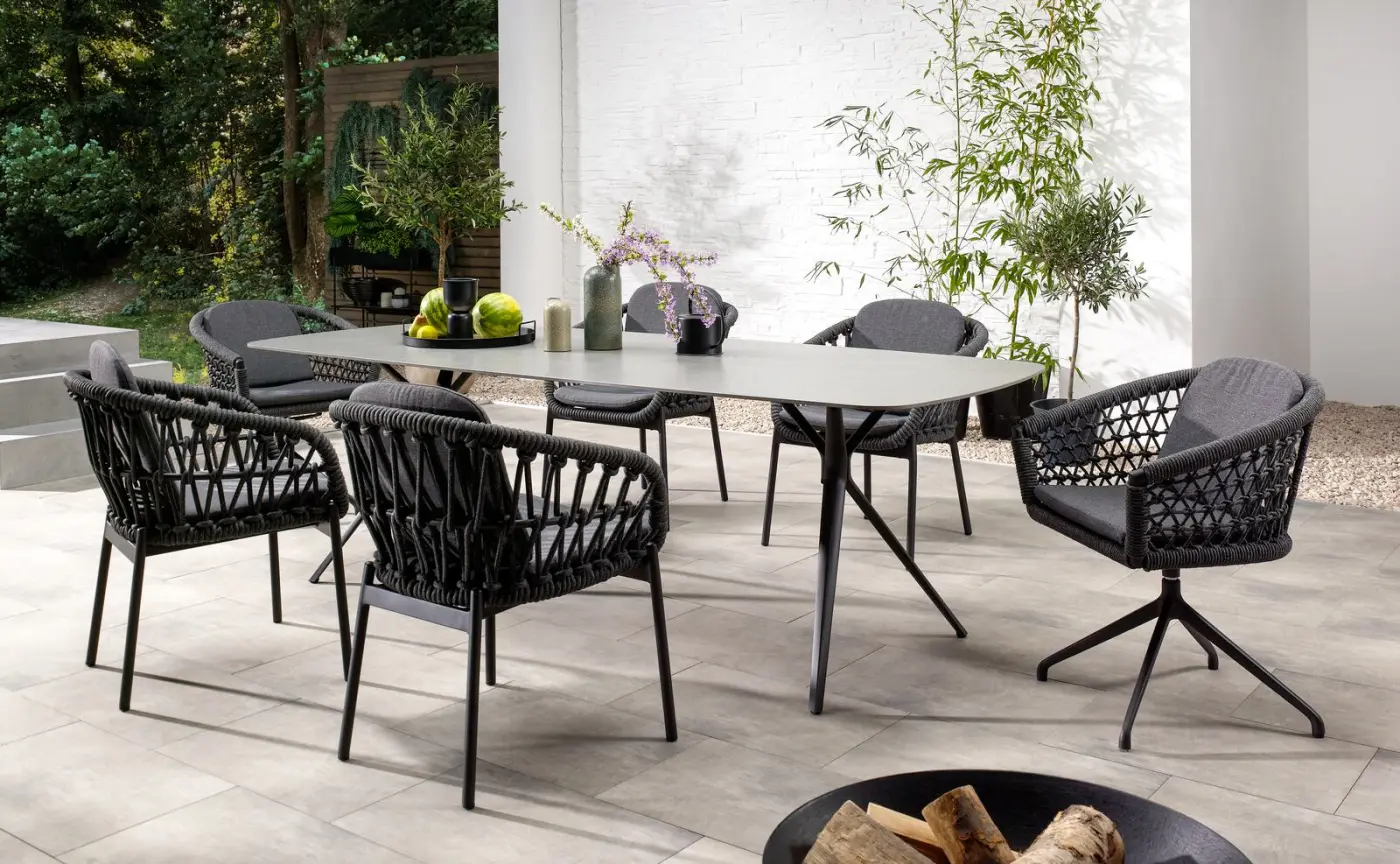 LC Garden Esstisch 249803 Bari ca. 240x100x75 cm Aluminiumgestell Anthrazit Tischplatte Sintered Stone Anthrazit