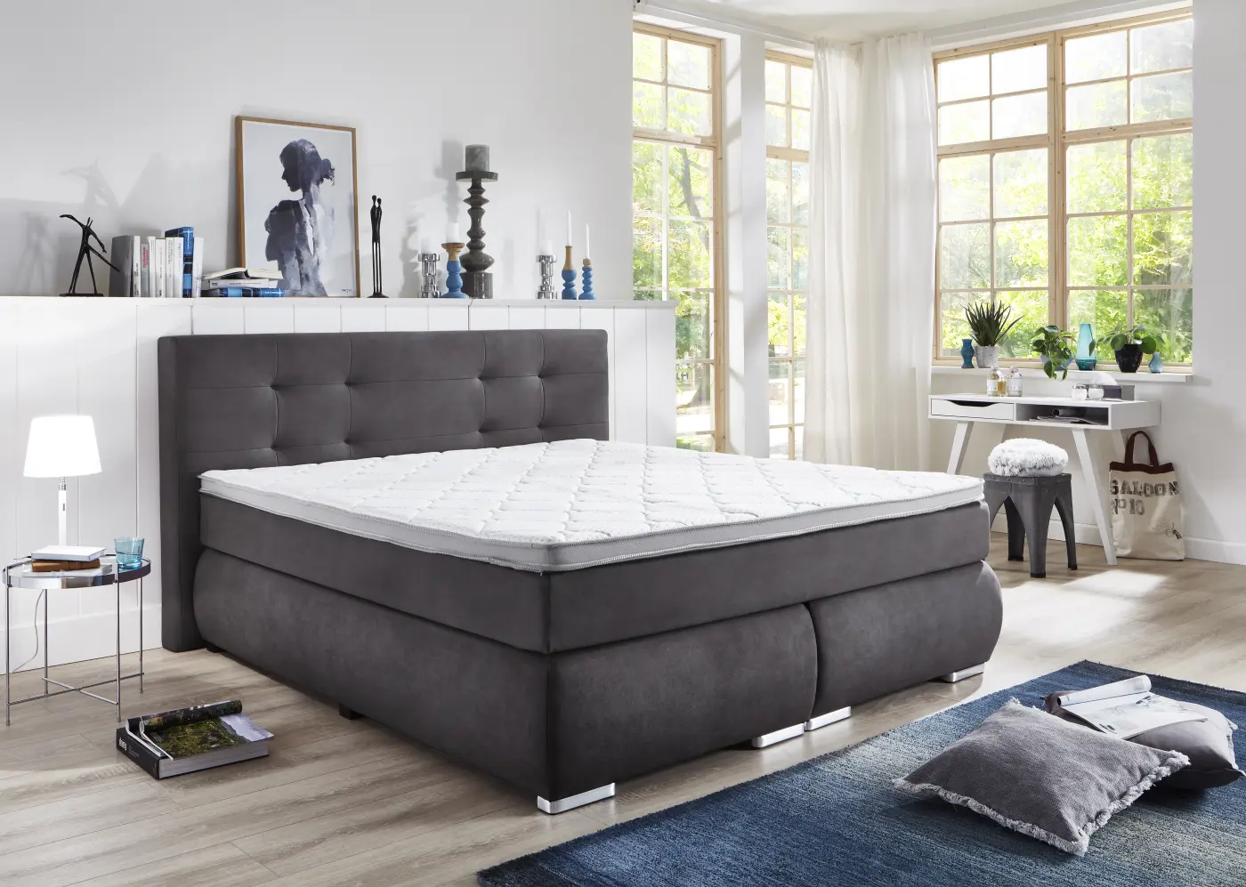Sun Garden Boxspringbett 180x200 cm  Dessin 50407-700 elephant dark grey