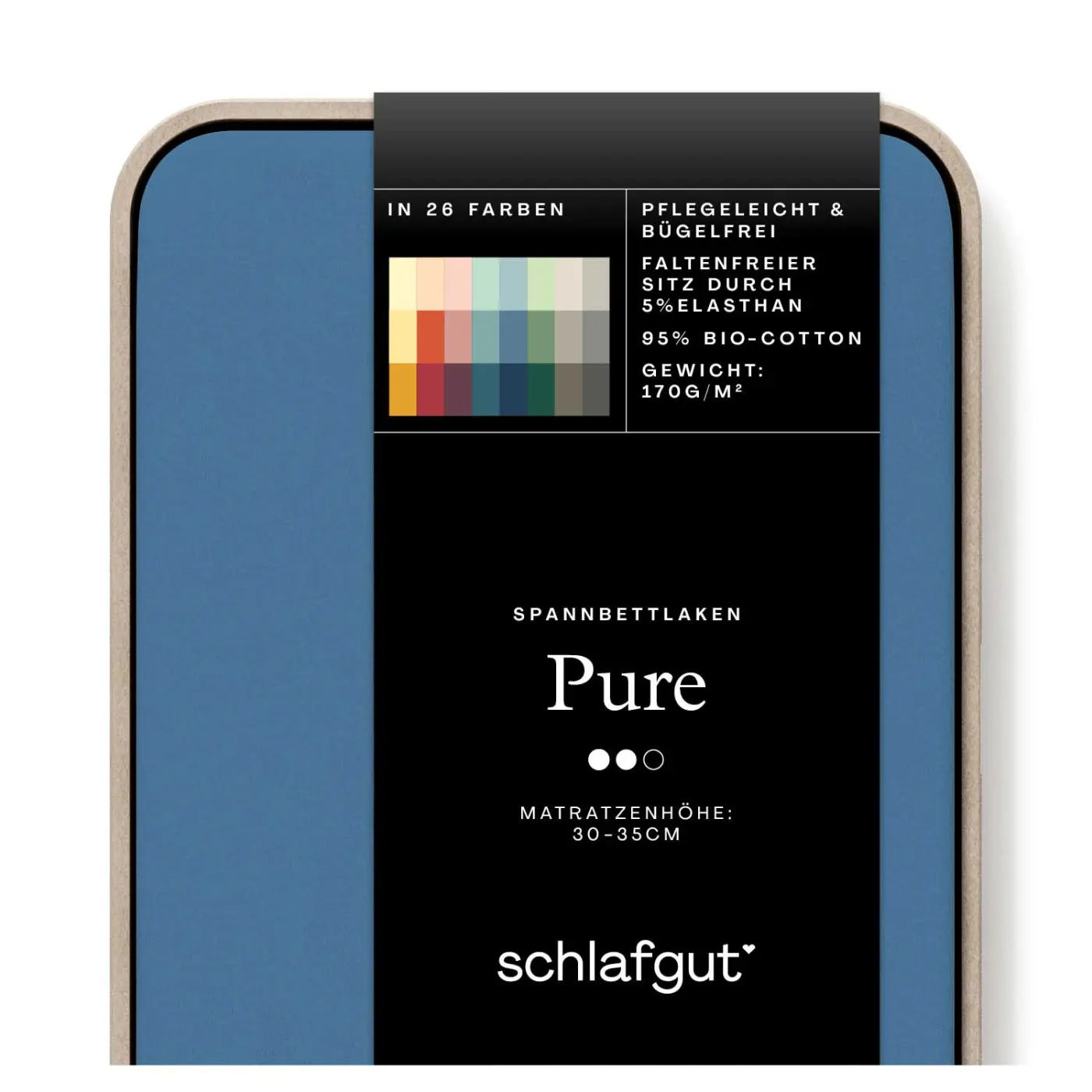 Schlafgut Spannbetttuch Pure 120x200-130x220 cm Blue Mid