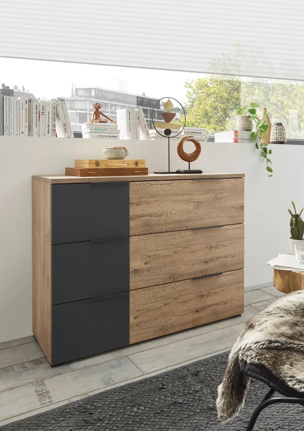 Pol Power Kommode LINEA Bartex Eiche/Graphit ca. 120x89x40 cm