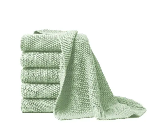 Hahn Strickdecke ca. 130x170 cm Salbei