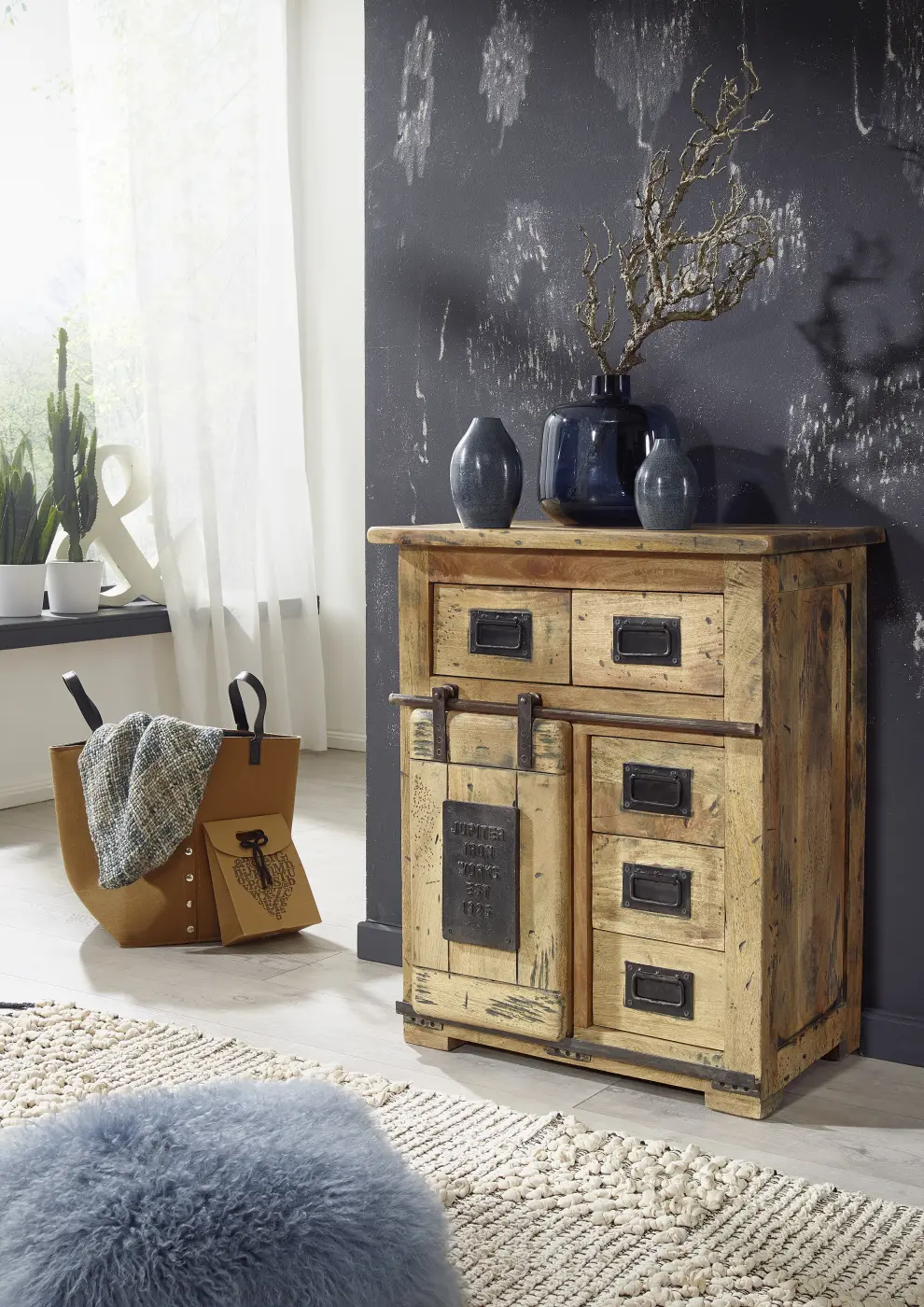 3S Frankenmöbel Sideboard Mango lackiert ca. 70x85x45 cm