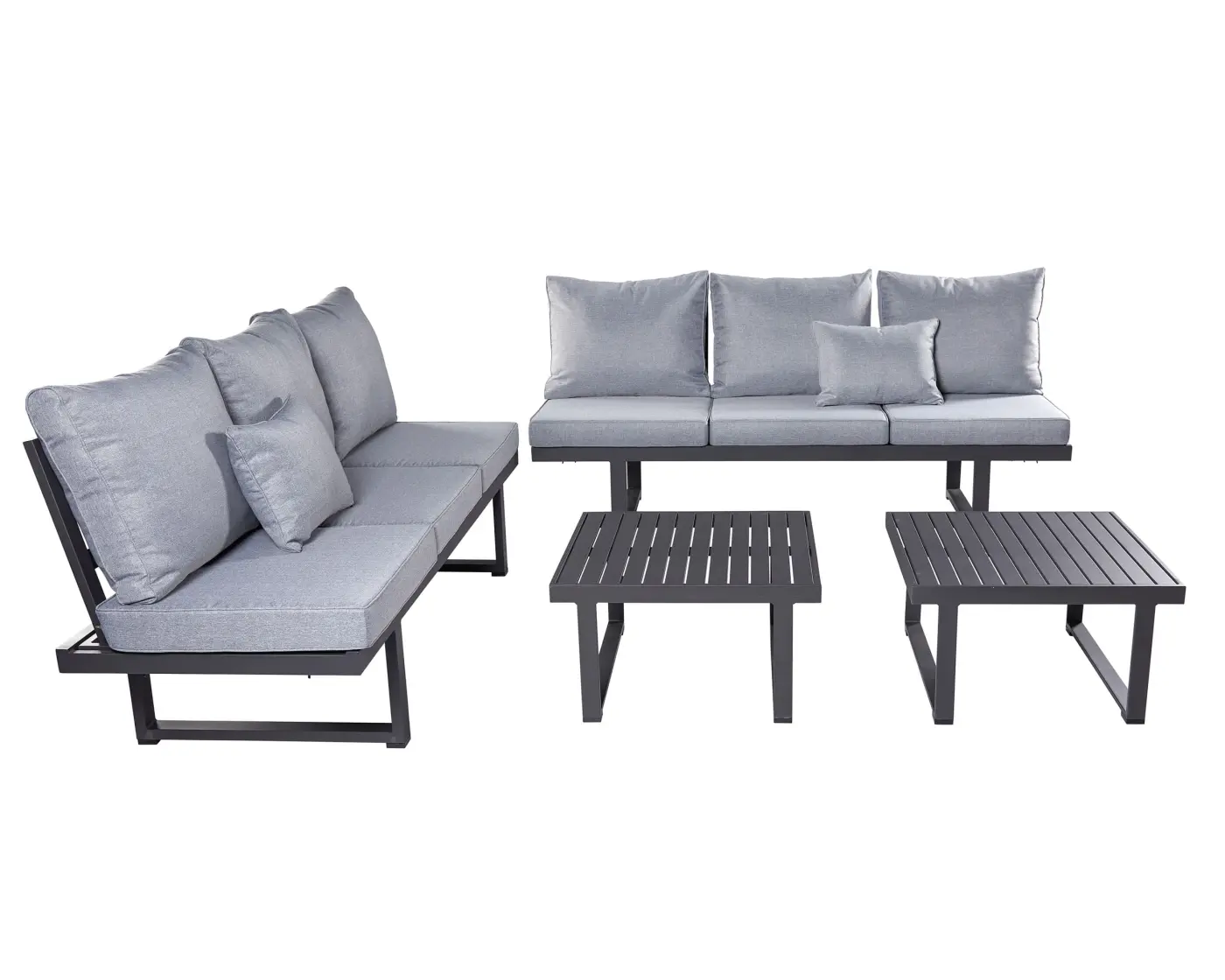 LC Garden Bondino Multifuntionssofa 200x48x70 cm Gestell Aluminium Anthrazit, Kissen hell Grau