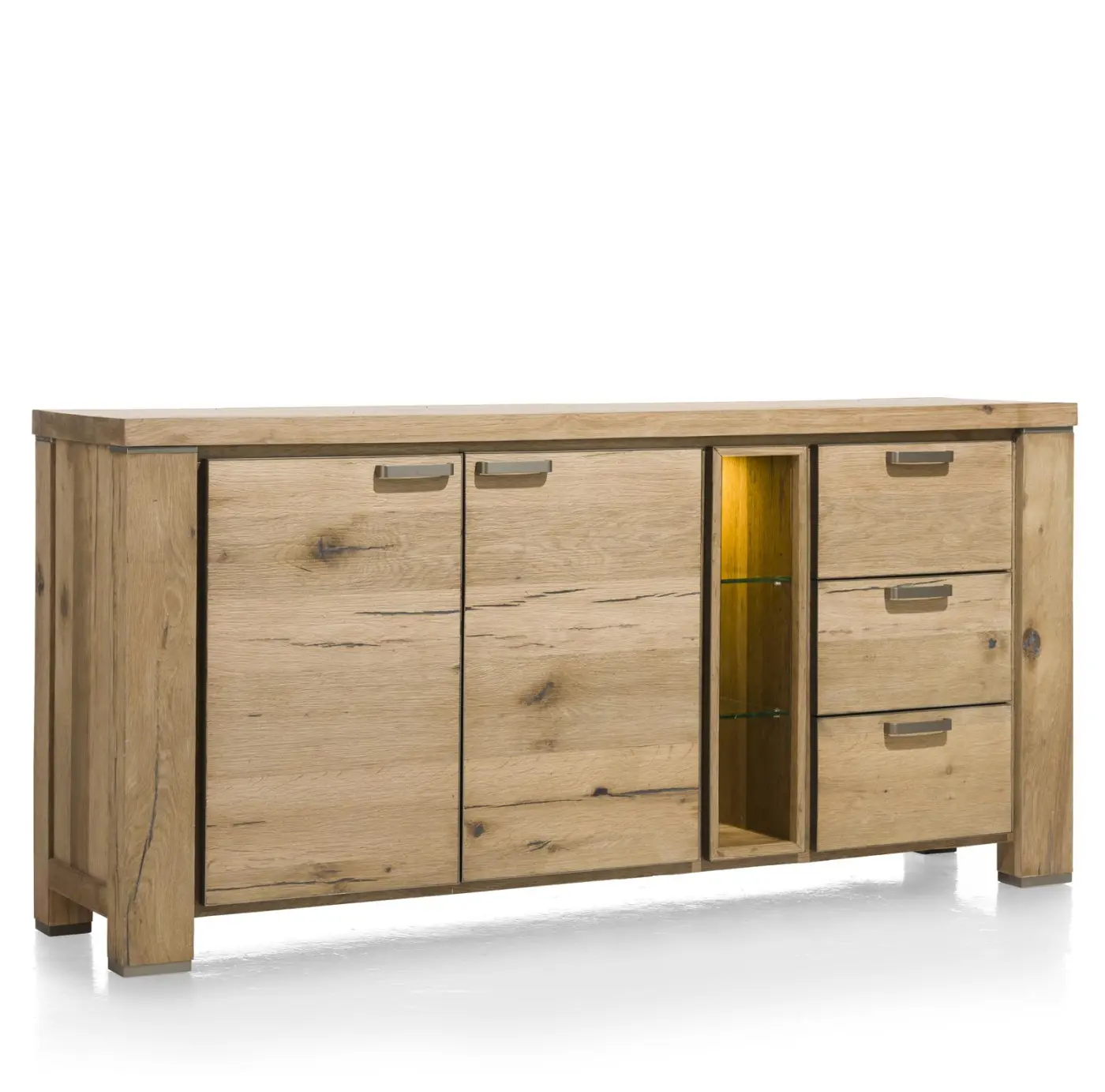 Habufa Sideboard Canova 39585RWB, Eiche Railway braun furniert, Griff: silber, ca.190x90x45 cm