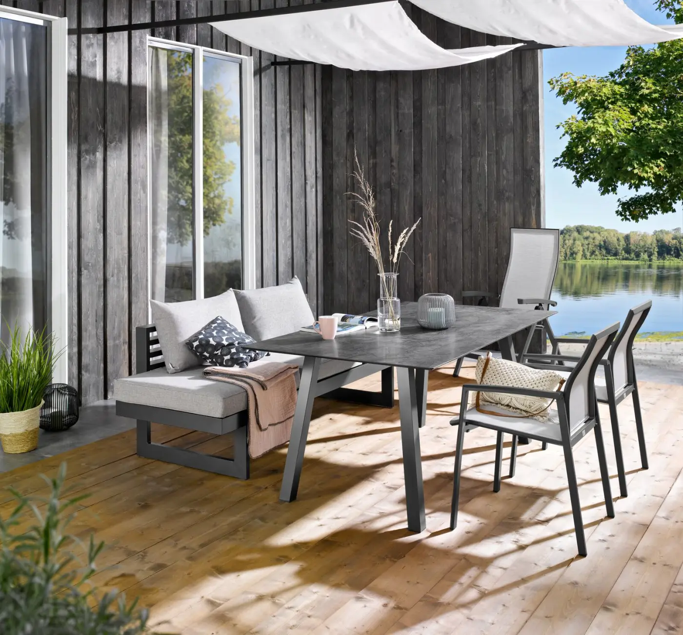 Stern 432005 Tisch 180x100x75 cm Interno Vierkantr. Alum. Anthrazit Silverstar 2.0 Dark Marble
