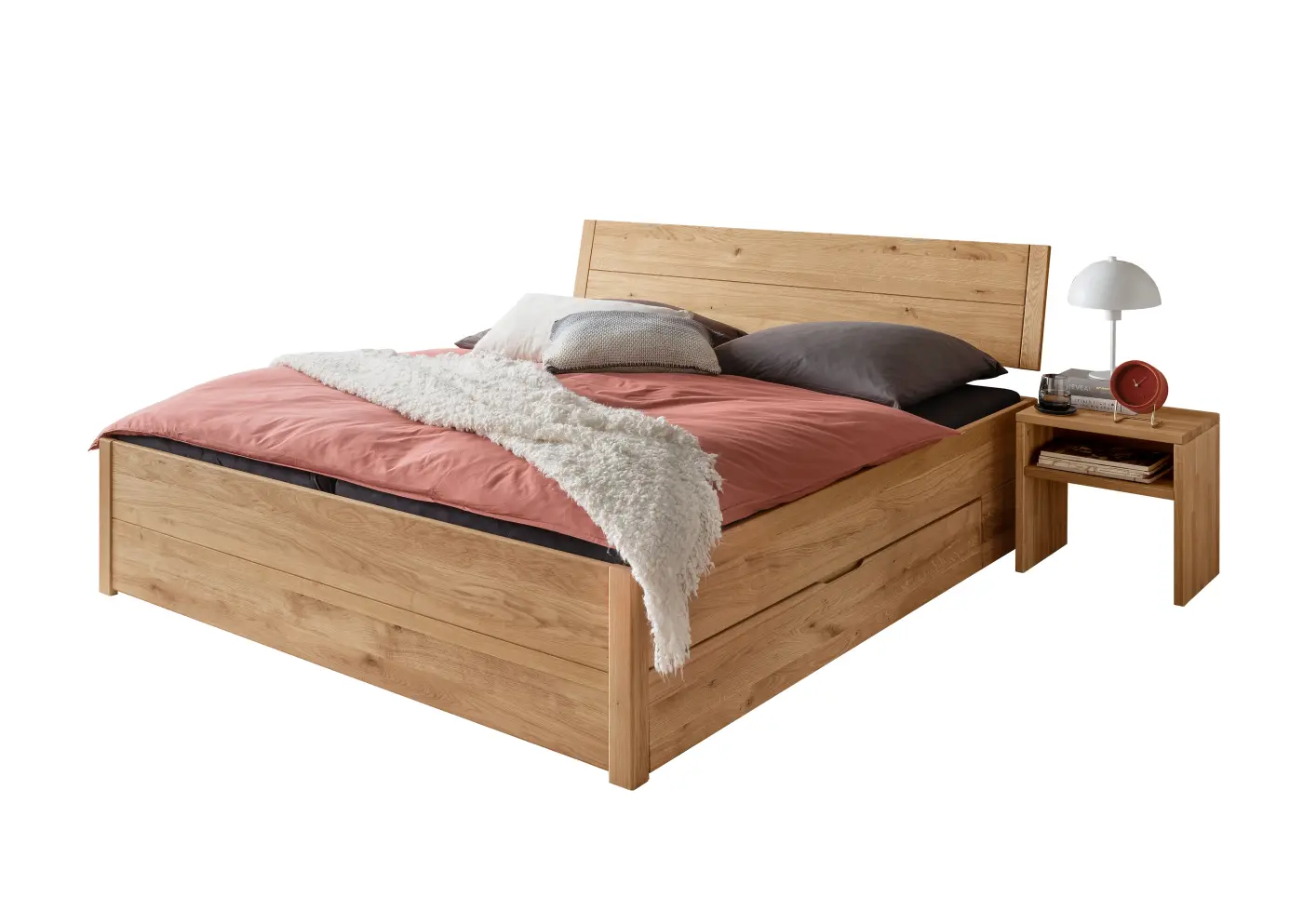 3S Frankenmöbel Stauraumbett BE-0829 Wildeiche massiv geölt ca. 180x200 cm inkl. Stauraum