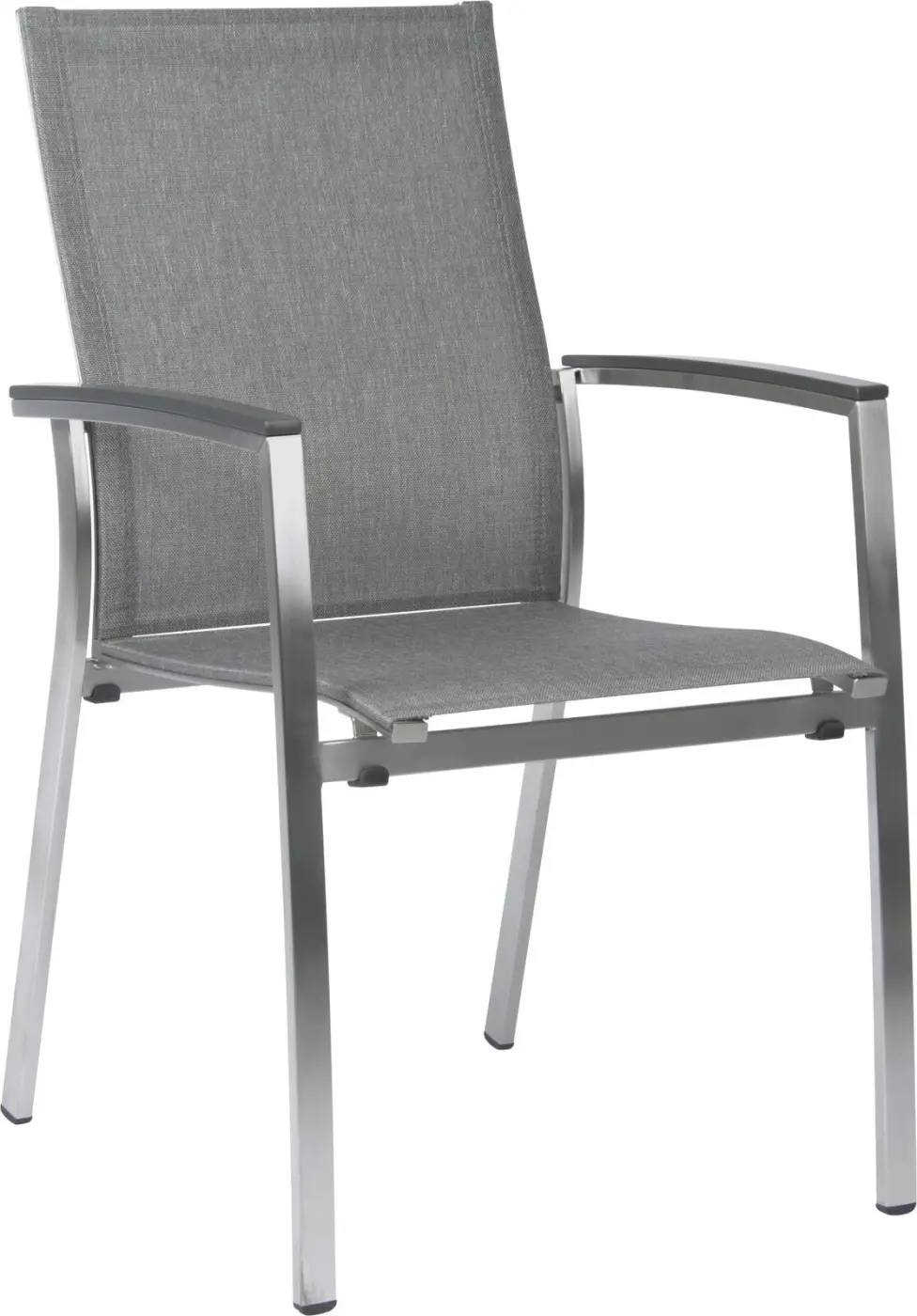 Stern Stapelsessel 416930 Mika ca. 56x63x92 cm Edelstahl mit Bezug Textilen Leinen Grau und Aluminiumarmlehnen in Anthrazit