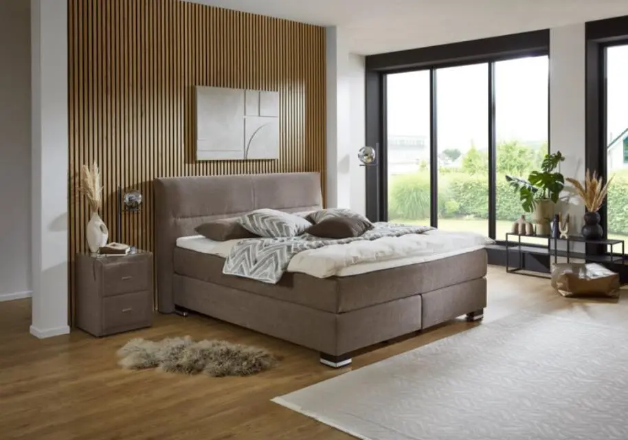 Oschmann Boxspringbett OC-BX23156 in 180x200 cm, Bezug Billie nougat, Unterbau Taschenfederkern, Matratzen MS428 H3/H4
