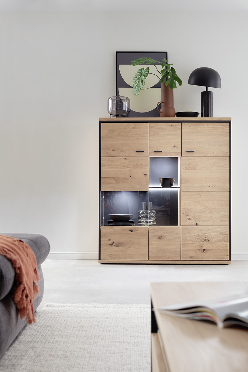MCA Highboard Asteiche Bianco - anthrazit ca.123x137x38 cm MCA Highboard Asteiche Bianco - anthrazit ca.123x137x38 cm