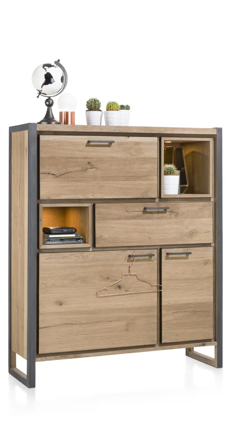 Henders & Hazel Metalo Highboard 36337RWB Eiche furniert / Metall schwarz ca.125x150x42 cm