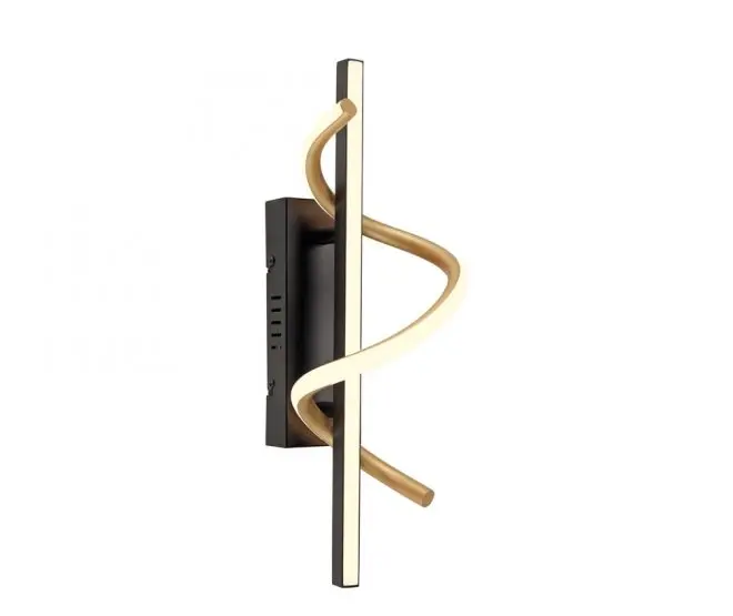 Justlight LED-Wandleuchte Schwarz/Messing 41,4x18,5x13,5 cm