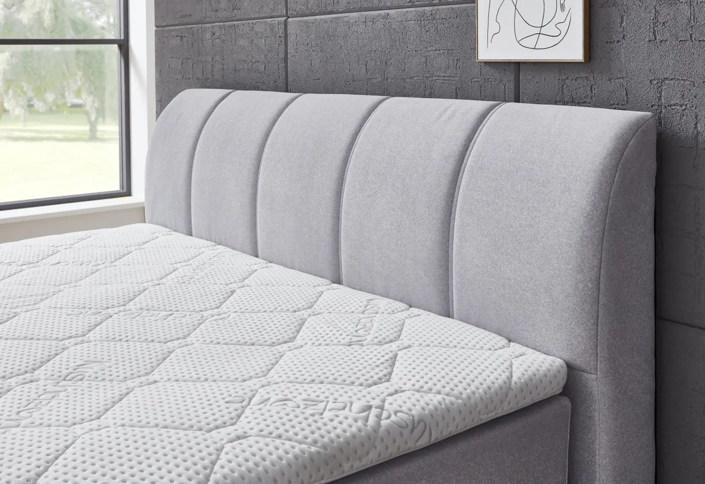 Sun Garden Boxspringbett Graz Silber ca. 180x200 cm