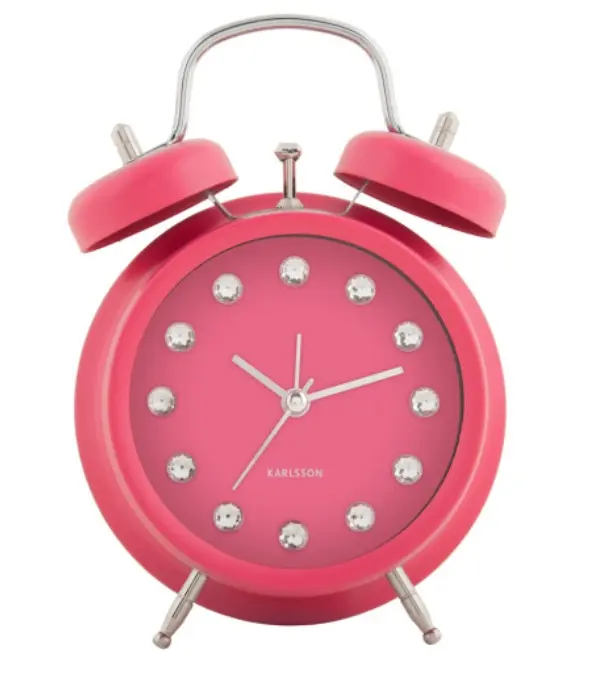 Karlsson Alarm Clock Glam Diamonds Pink 11,8x17 cm