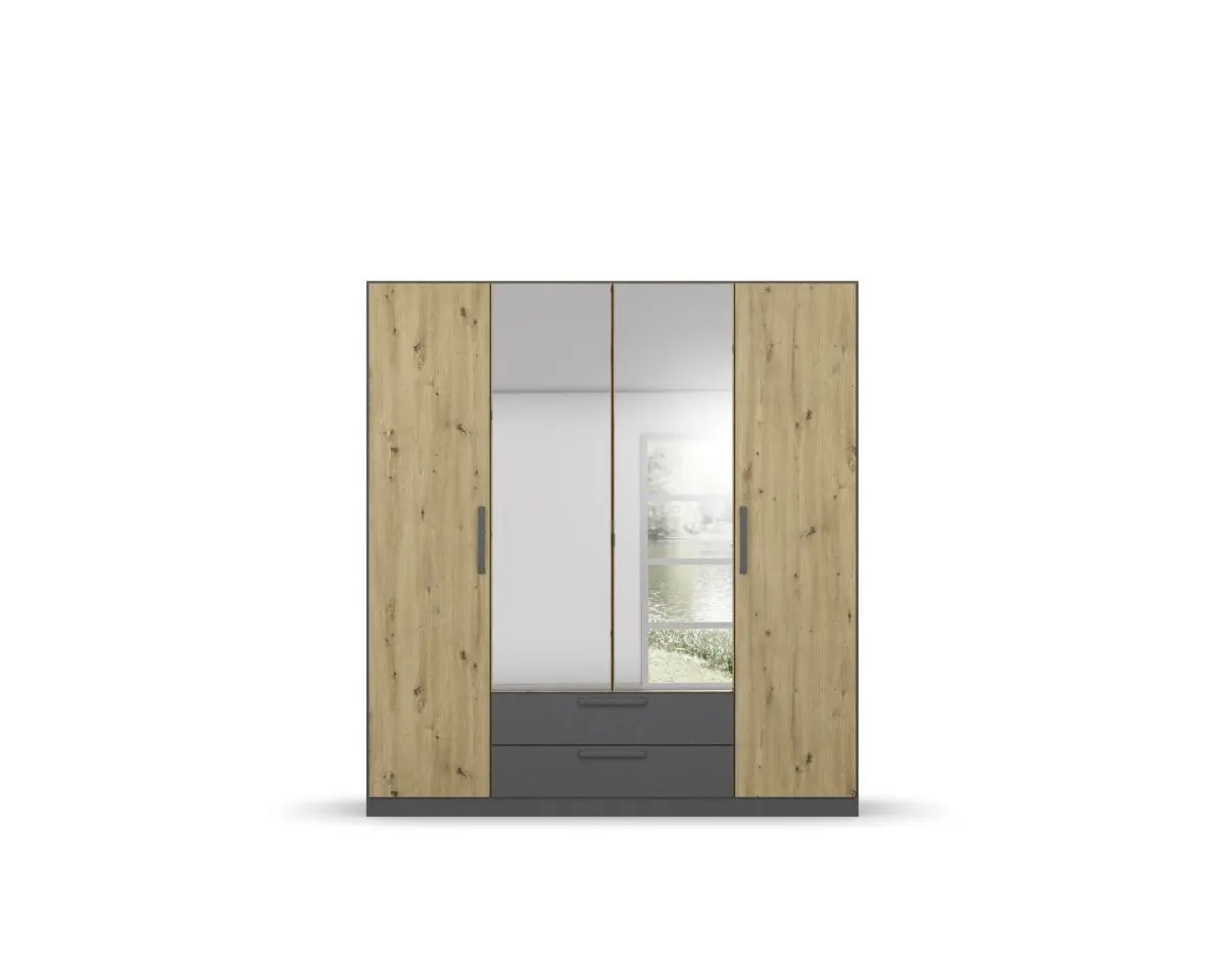 Rauch Drehtürenschrank Style-up Eiche grau metallic  ca. 181x197x54 cm