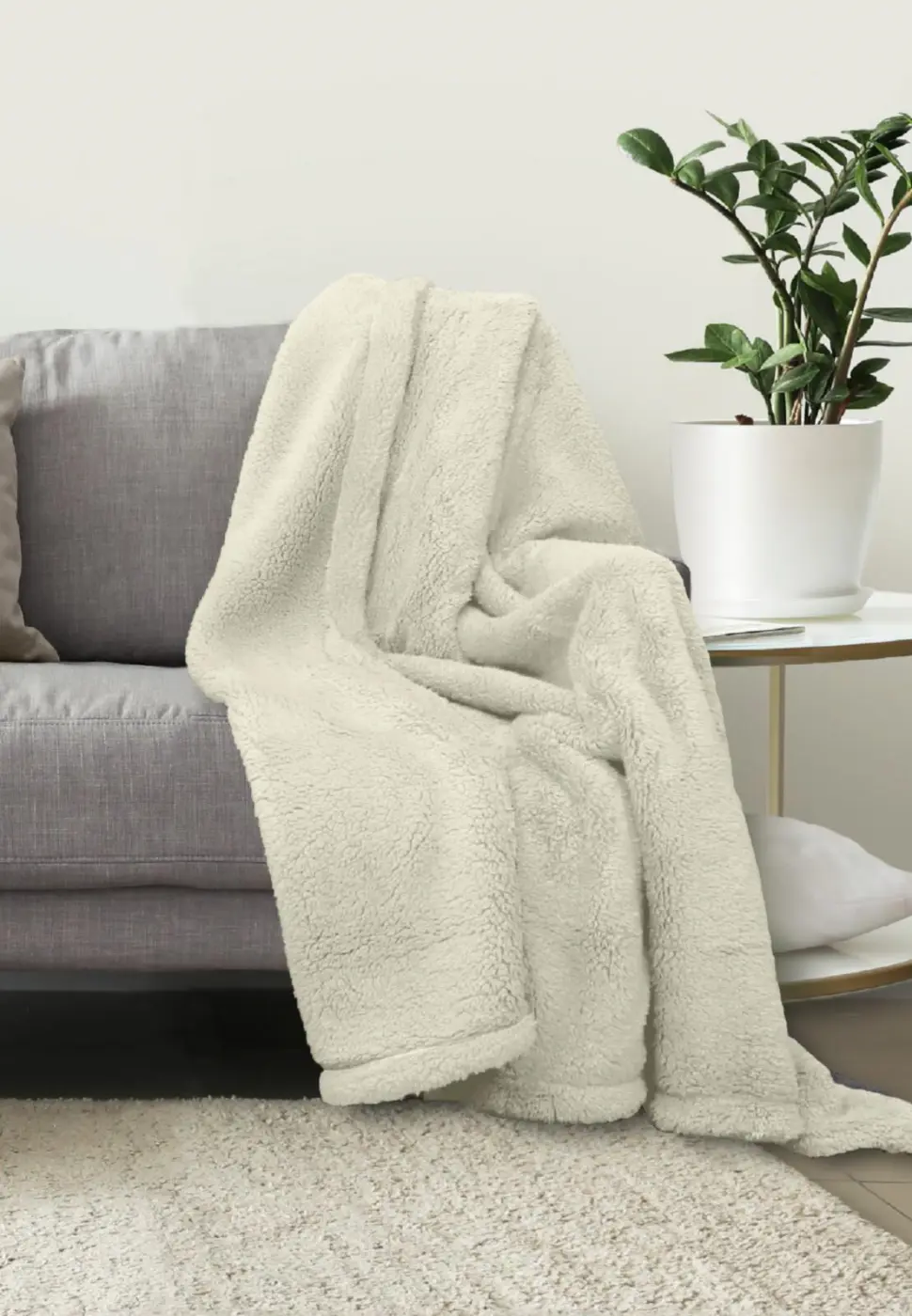 Biberna Wohndecke Sherpa 150x200 cm kitt hell