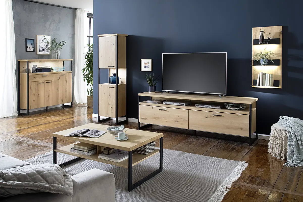MCA Highboard Balkeneiche - anthrazit ca.140x136x38 cm
