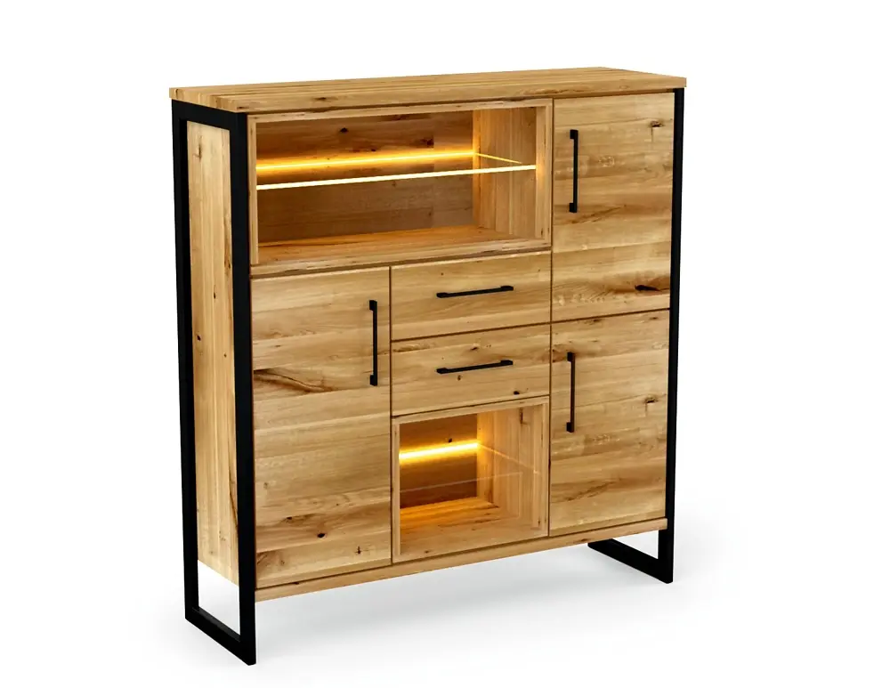 Niehoff Highboard Medina Eiche massiv ca. 140x150x44 cm