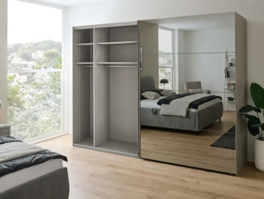 Rauch Schwebetürenschrank Lovari Fango/Spiegel ca. 271x223x68 cm - Ohne Zusatzausstattung - 